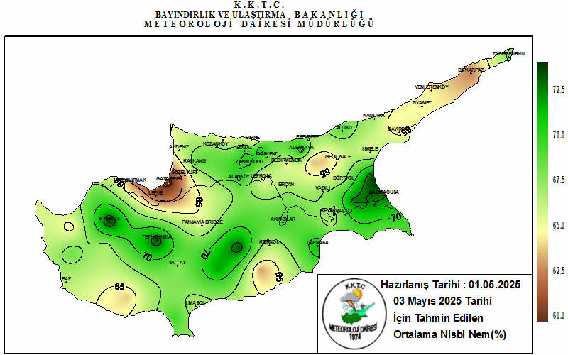 Kıbrıs Geneli 3 Günlük Tahmin