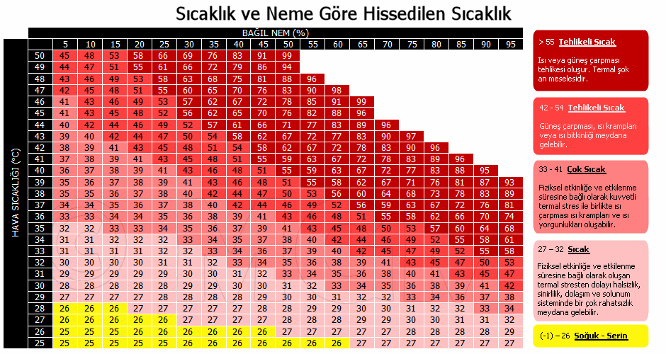 Neme Göre Hissedilen Sıcaklık